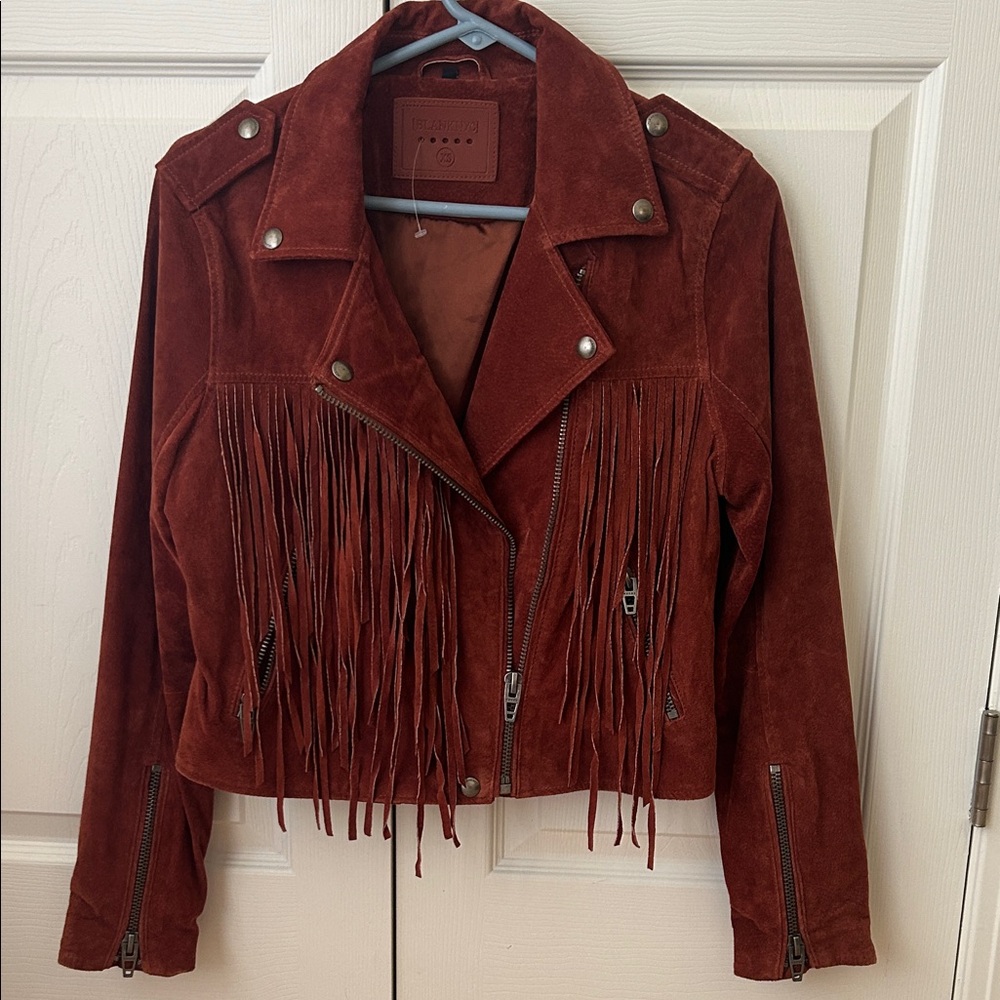 BlankNYC Suede Fringe Jacket in Rust
